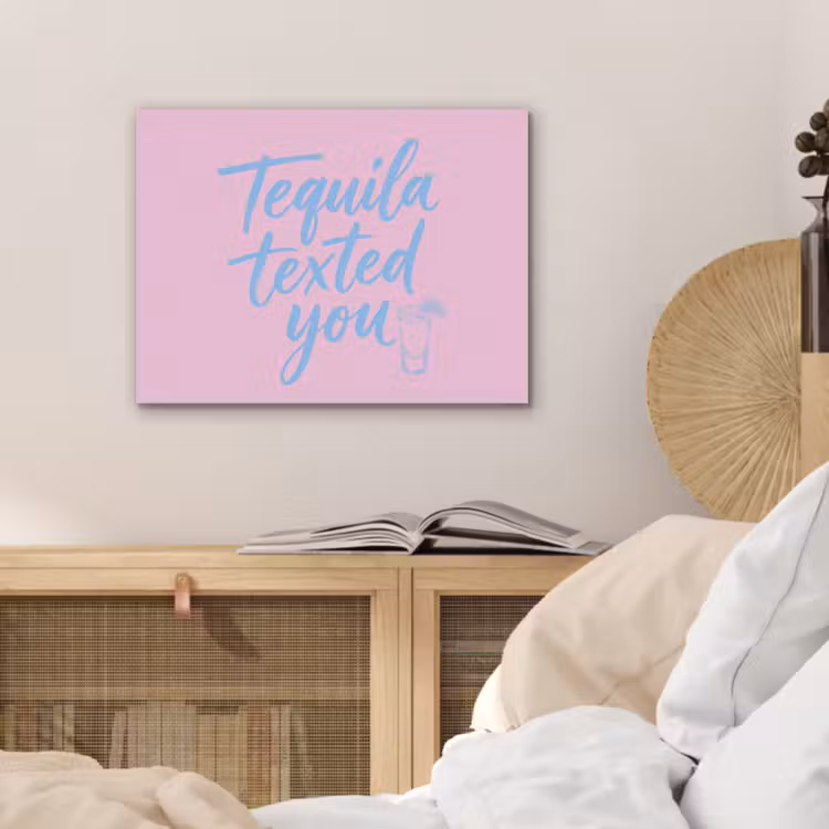 Tequila texted you - Roze - Blauw PET vilt klein -sfeer3
