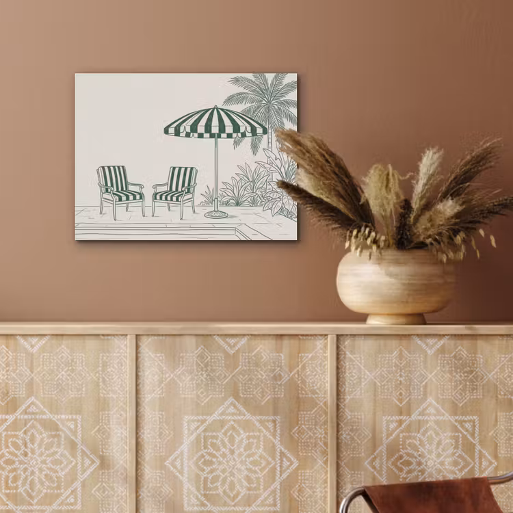 Terras - Illustratie - Groen PET vilt klein -sfeer4