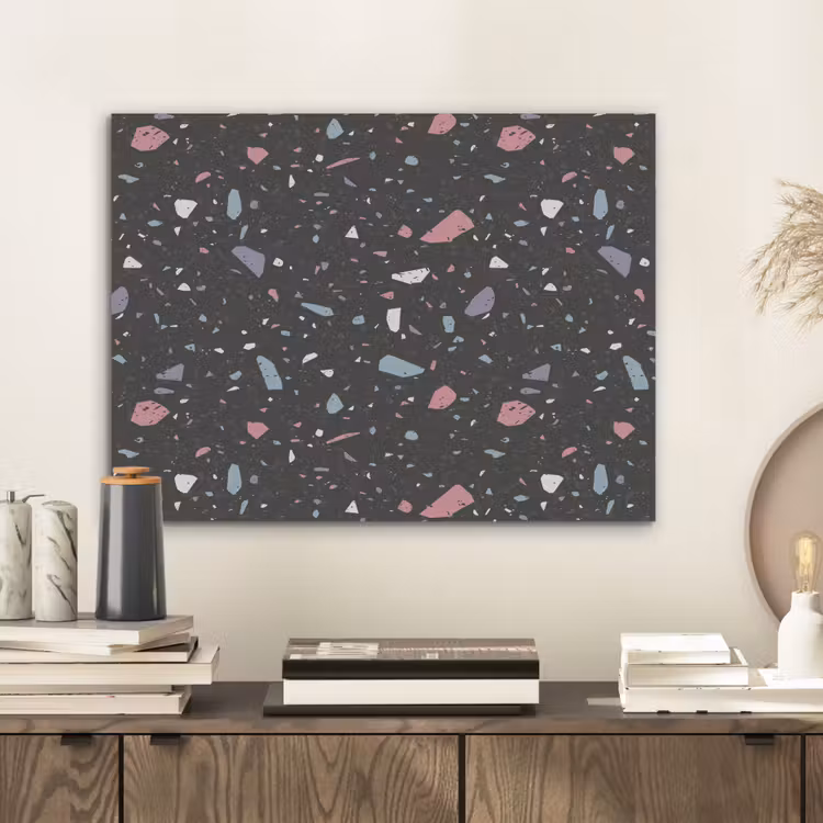 Terrazzo - Patroon - Zwart - Zacht PET vilt klein 837 -sfeer1