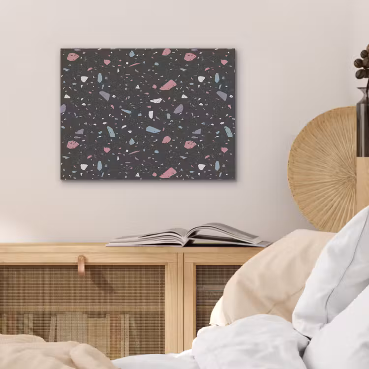 Terrazzo - Patroon - Zwart - Zacht PET vilt klein 837 -sfeer3