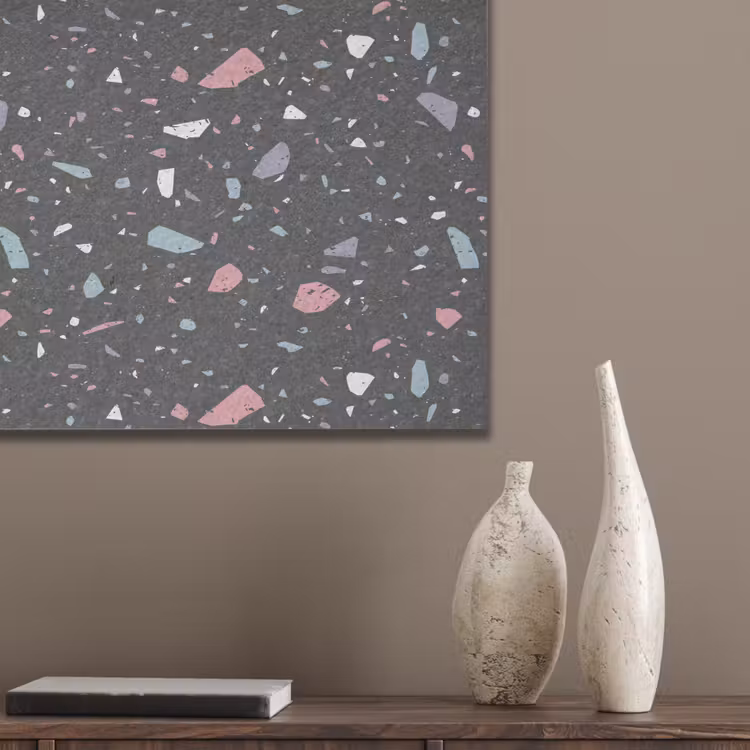 Terrazzo - Patroon - Zwart - Zacht PET vilt klein 837 -sfeer6_closeup