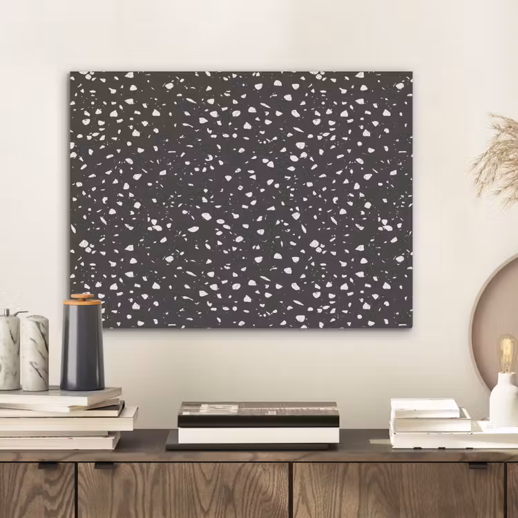 Terrazzo - Patroon - Zwart - Wit PET vilt klein 837 -sfeer1
