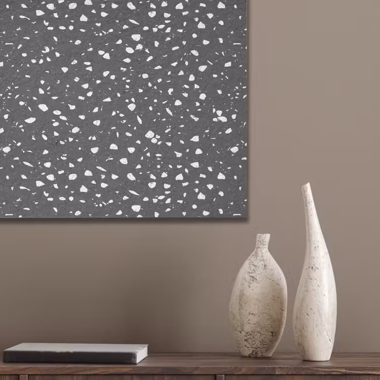 Terrazzo - Patroon - Zwart - Wit PET vilt klein 837 -sfeer6_closeup