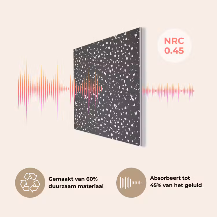 Terrazzo - Patroon - Zwart - Wit PET vilt klein 837 -USP_NL