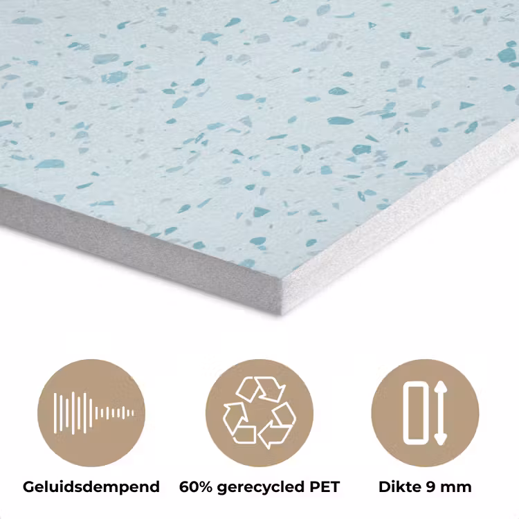 Terrazzo - Patroon - Kleurrijk - Baby Blauw PET vilt klein 837 -closeup_NL