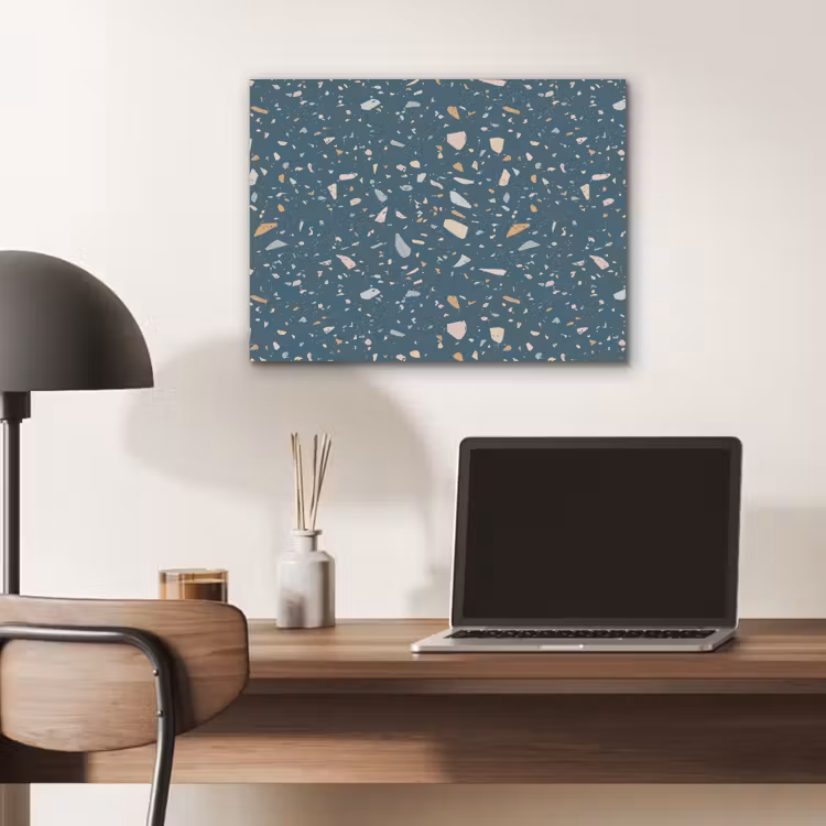 Terrazzo - Patroon - Kleurrijk - Diep blauw PET vilt klein 837 -sfeer5