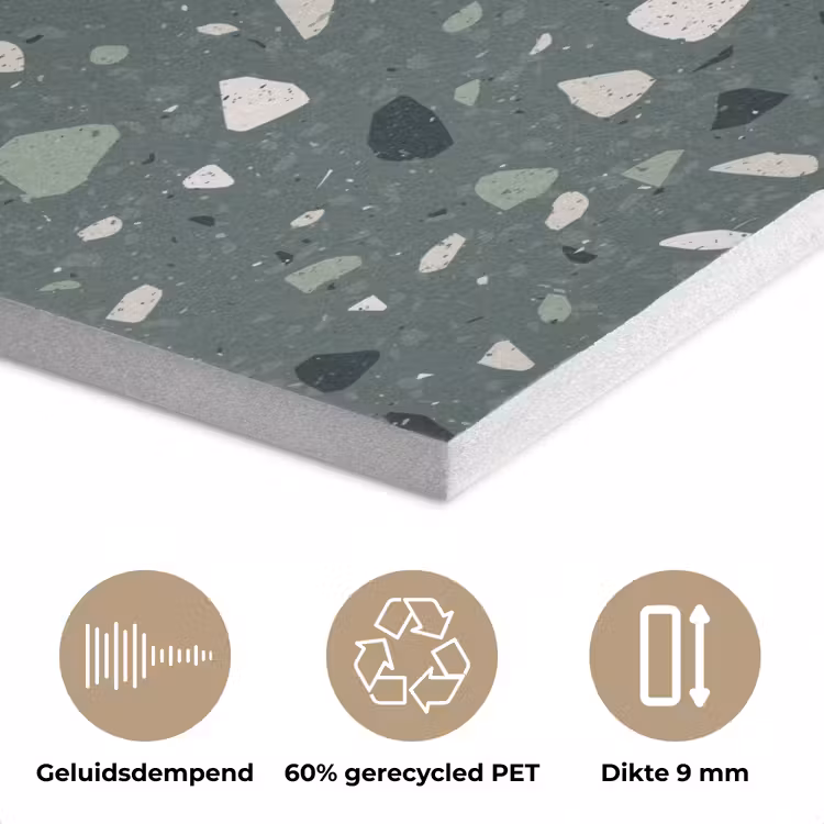 Terrazzo - Patroon - Kleurrijk - Groen PET vilt klein 837 -closeup_NL