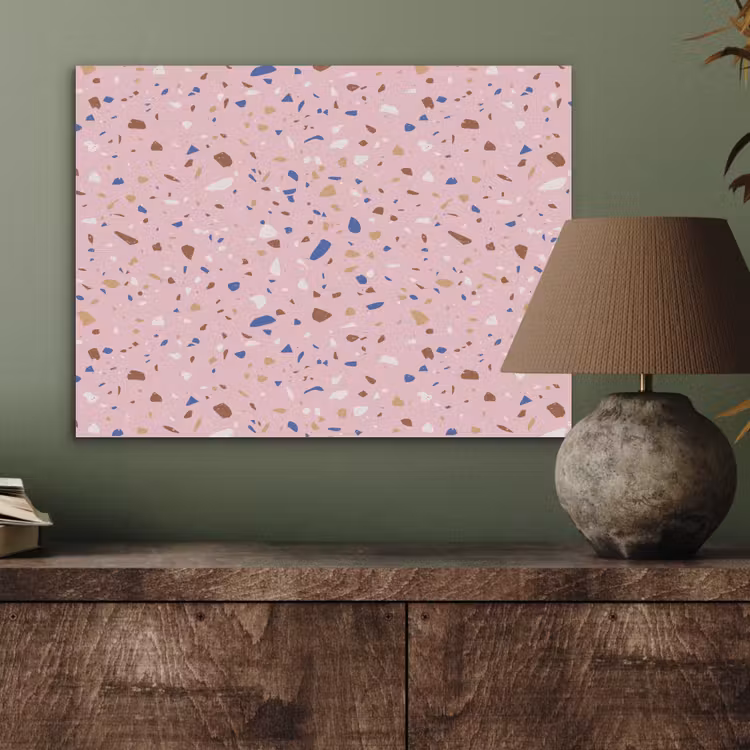Terrazzo - Patroon - Kleurrijk - Roze PET vilt klein 837 -sfeer2