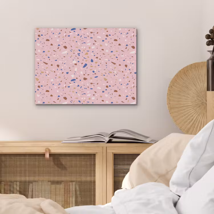 Terrazzo - Patroon - Kleurrijk - Roze PET vilt klein 837 -sfeer3
