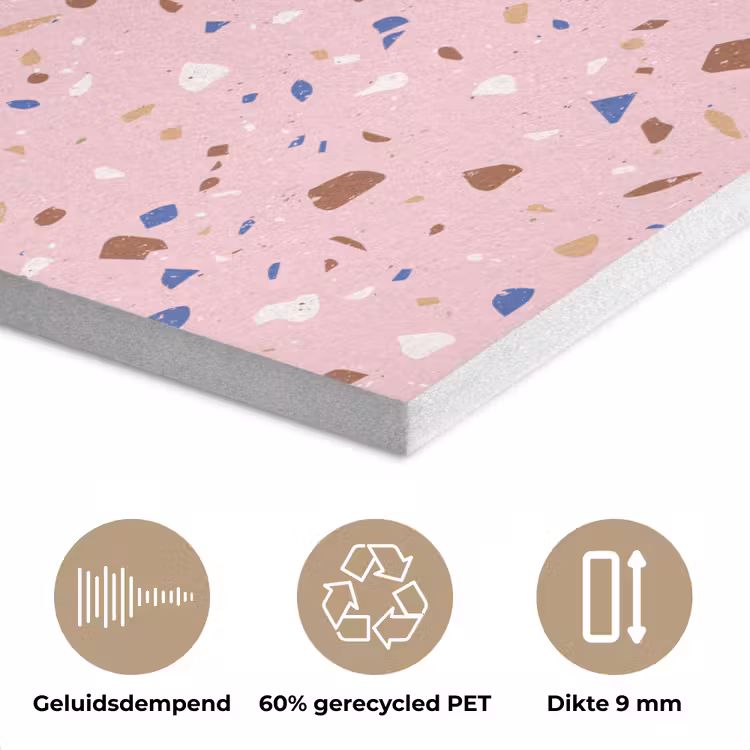 Terrazzo - Patroon - Kleurrijk - Roze PET vilt klein 837 -closeup_NL