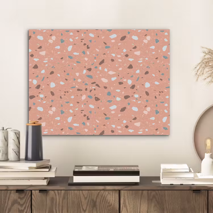 Terrazzo -  Patroon - Kleurrijk - Roze - Blauw PET vilt klein 837 -sfeer1
