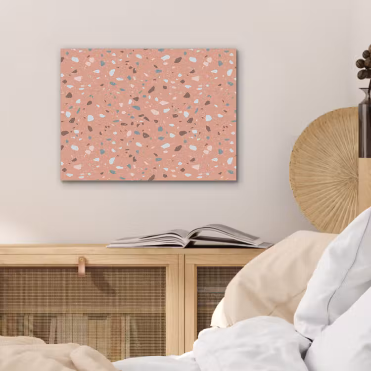 Terrazzo -  Patroon - Kleurrijk - Roze - Blauw PET vilt klein 837 -sfeer3