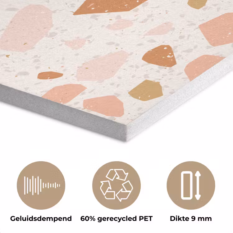 Terrazzo - Patroon - Kleurrijk - Zalm PET vilt klein 837 -closeup_NL