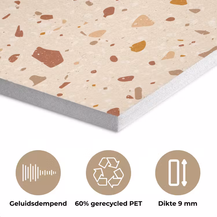 Terrazzo -  Patroon - Kleurrijk - Steen PET vilt klein 837 -closeup_NL