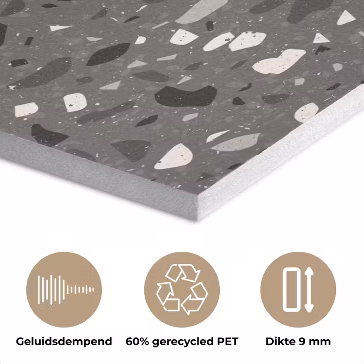 Terrazzo - Patroon - Grijs PET vilt klein 837 -closeup_NL