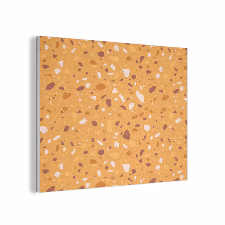 Terrazzo -  Patroon - Okergeel PET vilt klein 837 -3d