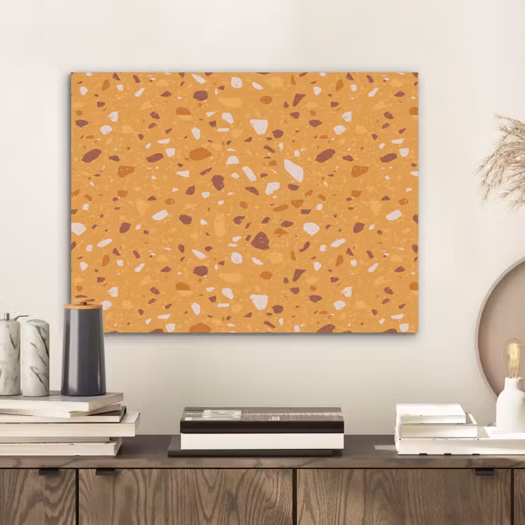 Terrazzo -  Patroon - Okergeel PET vilt klein 837 -sfeer1