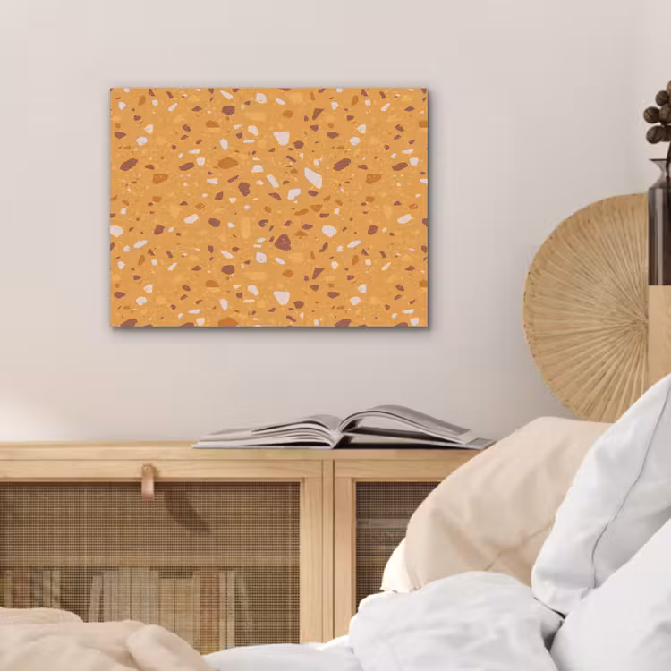 Terrazzo -  Patroon - Okergeel PET vilt klein 837 -sfeer3