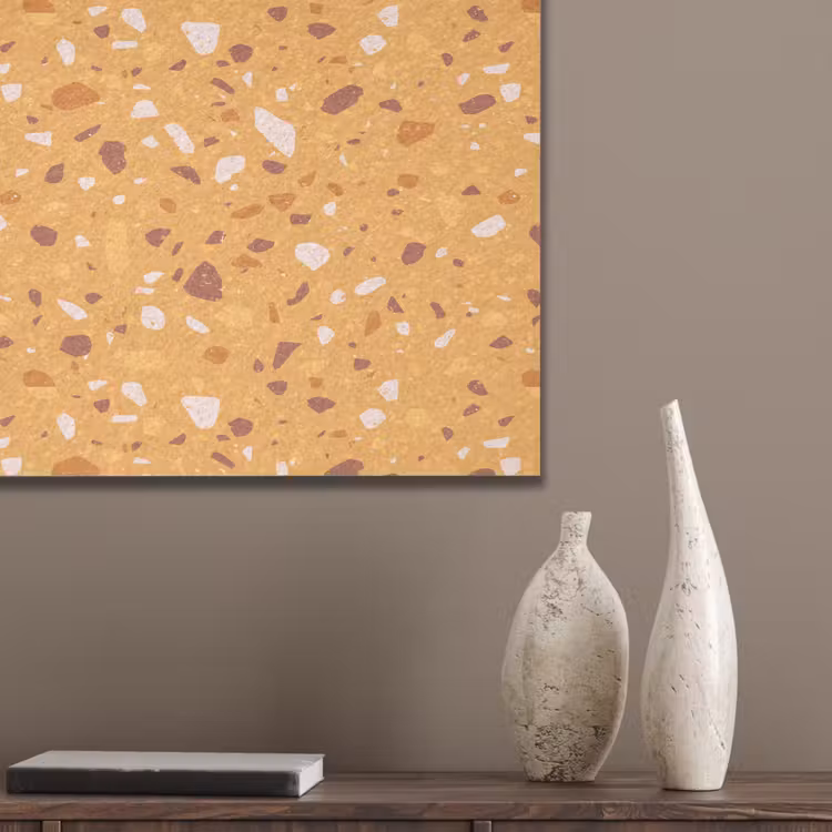 Terrazzo -  Patroon - Okergeel PET vilt klein 837 -sfeer6_closeup
