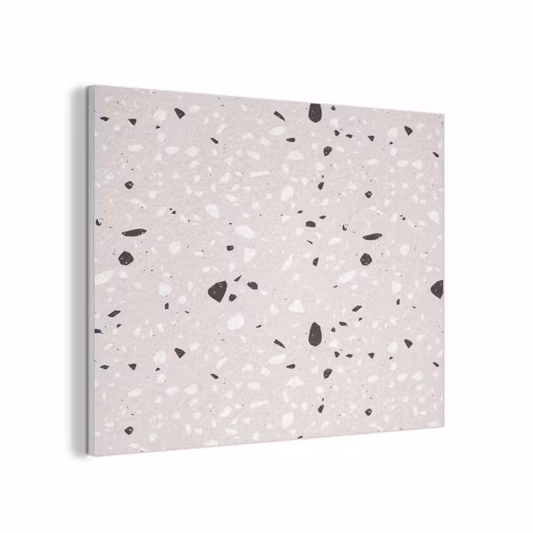Terrazzo - Patroon - Zacht - Zwart - Wit PET vilt klein 837 -3d