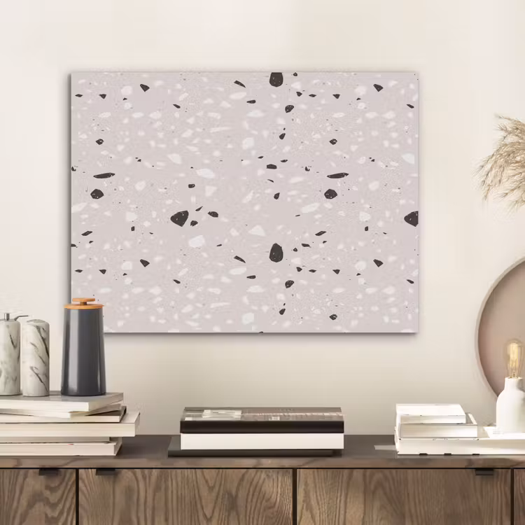 Terrazzo - Patroon - Zacht - Zwart - Wit PET vilt klein 837 -sfeer1
