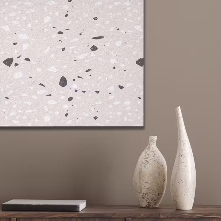 Terrazzo - Patroon - Zacht - Zwart - Wit PET vilt klein 837 -sfeer6_closeup