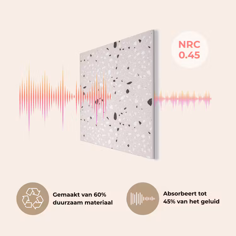 Terrazzo - Patroon - Zacht - Zwart - Wit PET vilt klein 837 -USP_NL