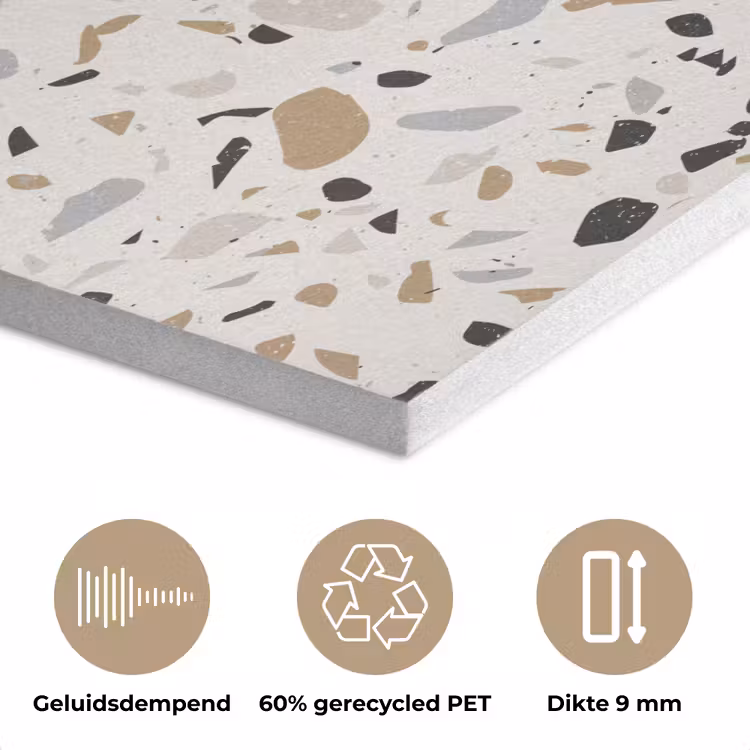 Terrazzo - Patroon - Staal PET vilt klein 837 -closeup_NL