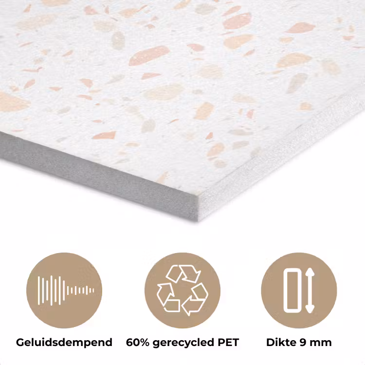 Terrazzo - Patroon - Wit - Perzik PET vilt klein 837 -closeup_NL