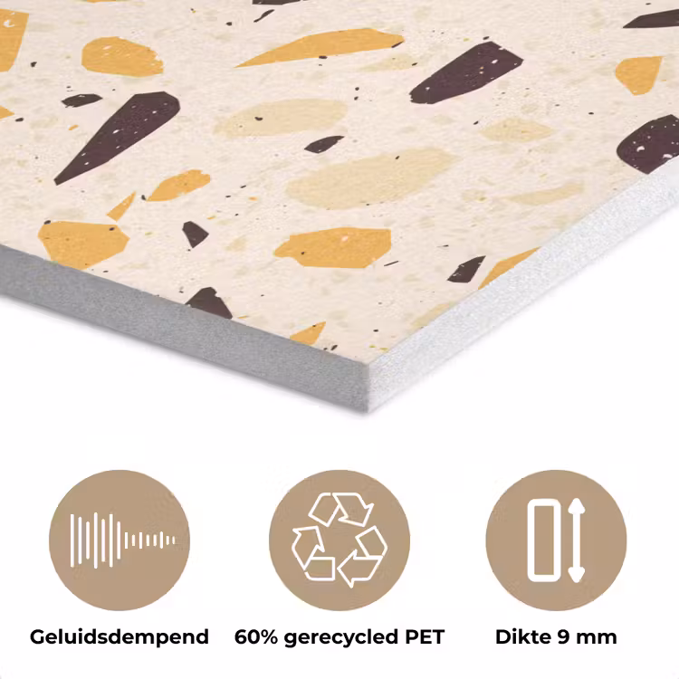 Terrazzo -  Patroon - Geel - PET vilt klein 837 -closeup_NL