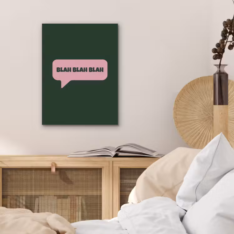 Tekstwolk - BLAH BLAH BLAH - Roze PET vilt klein -sfeer3