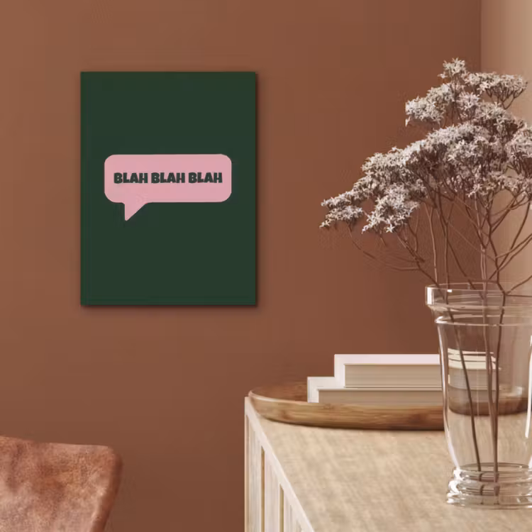 Tekstwolk - BLAH BLAH BLAH - Roze PET vilt klein -sfeer4
