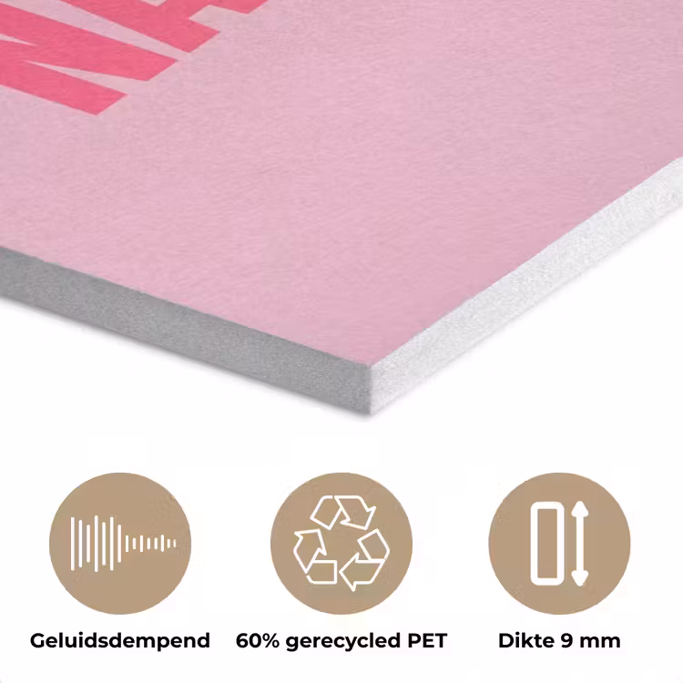 Tekst - Modern - Roze PET vilt klein -closeup_NL