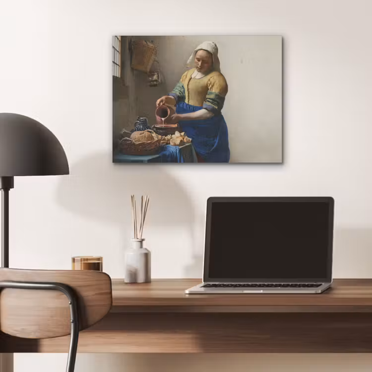 Het melkmeisje - Kunst - Oude meesters - Vermeer PET vilt klein -sfeer5