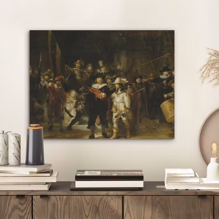 De Nachtwacht - Kunst - Oude meesters - Rembrandt PET vilt klein -sfeer1
