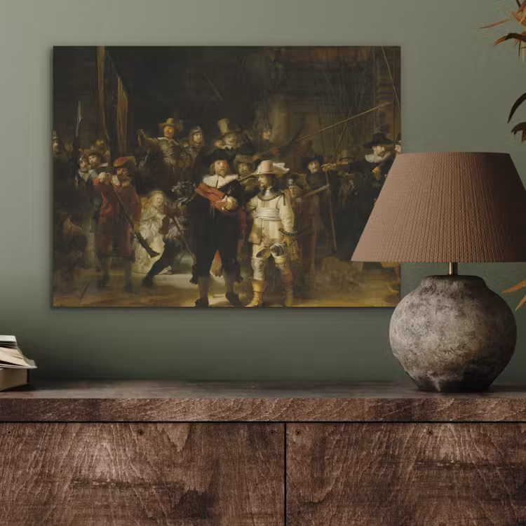 De Nachtwacht - Kunst - Oude meesters - Rembrandt PET vilt klein -sfeer2