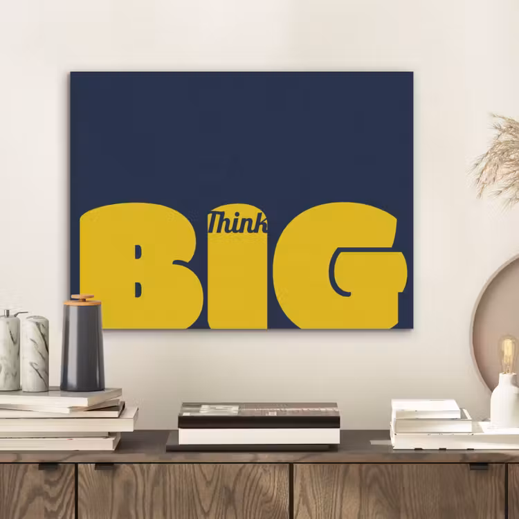 Think big - Blauw - Geel PET vilt klein -sfeer1