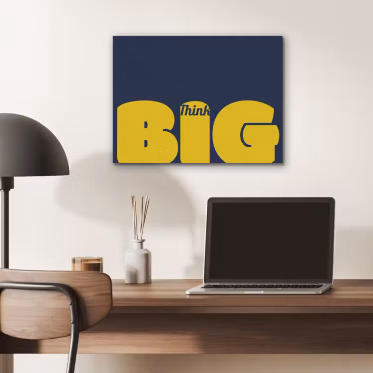 Think big - Blauw - Geel PET vilt klein -sfeer5