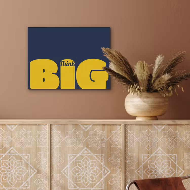 Think big - Blauw - Geel PET vilt klein -sfeer4