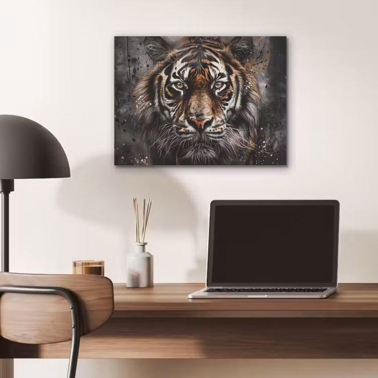 Tijger - Dieren - Portret - Luxe - Zwart PET vilt klein -sfeer5