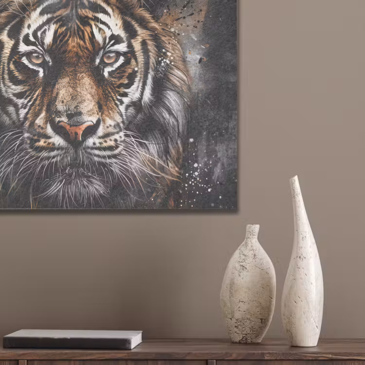 Tijger - Dieren - Portret - Luxe - Zwart PET vilt klein -sfeer6_closeup