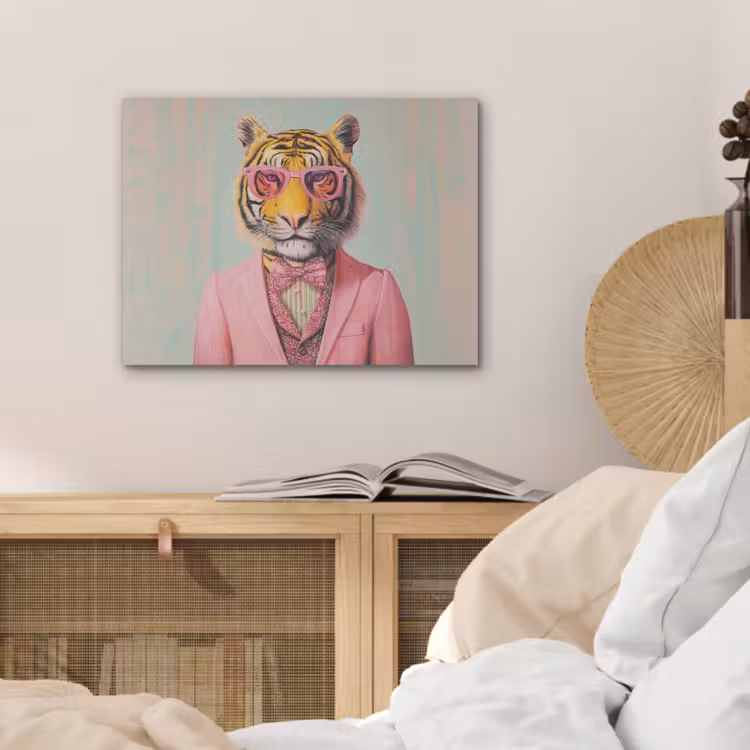 Tijger - Strik - Jasje - Roze PET vilt klein -sfeer3