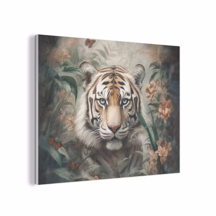 Tijger - Vlinders - Dieren - Jungle - Bloemen PET vilt klein -3d