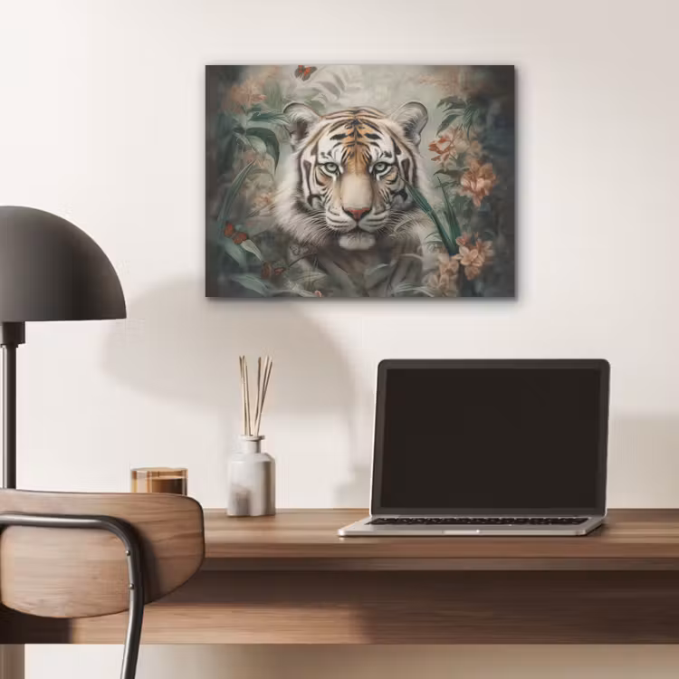 Tijger - Vlinders - Dieren - Jungle - Bloemen PET vilt klein -sfeer5