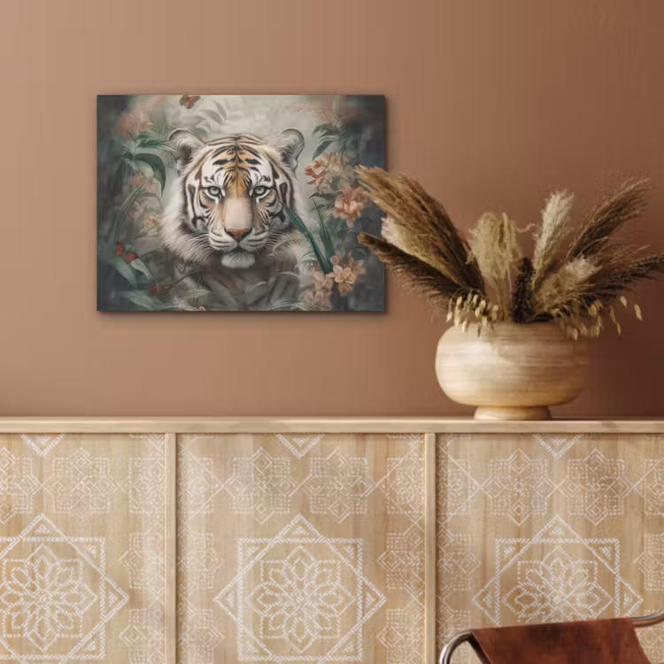 Tijger - Vlinders - Dieren - Jungle - Bloemen PET vilt klein -sfeer4