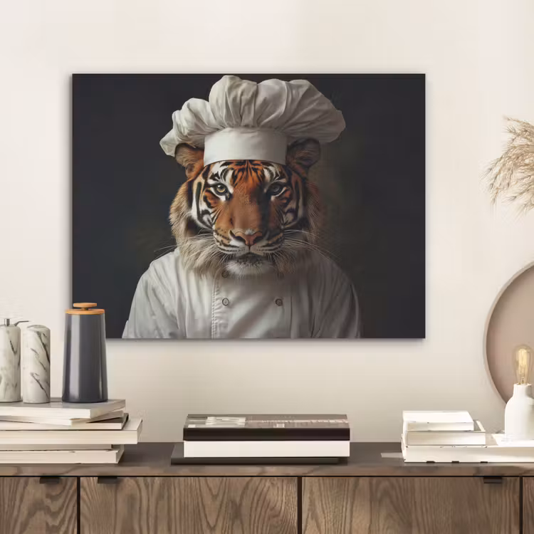 Tijger - Kokskleding - Bruin PET vilt klein -sfeer1
