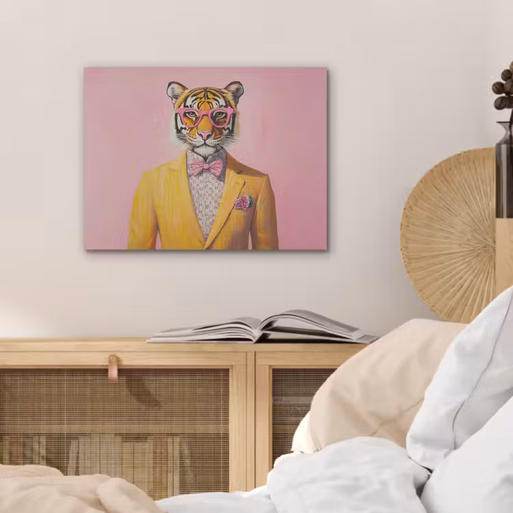 Tijger - Bril - Geel - Jasje PET vilt klein -sfeer3