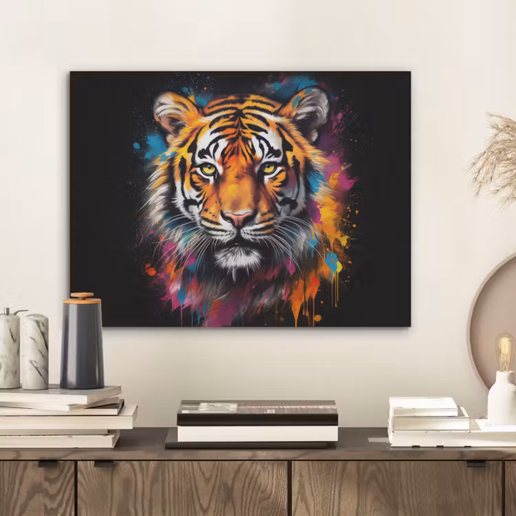 Tijger - Graffiti - Dieren - Zwart PET vilt klein -sfeer1