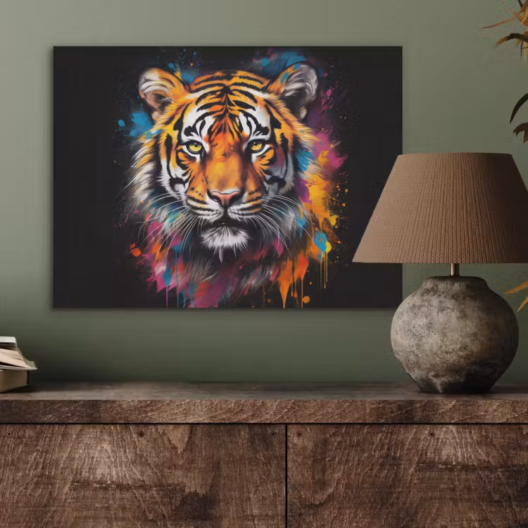 Tijger - Graffiti - Dieren - Zwart PET vilt klein -sfeer2