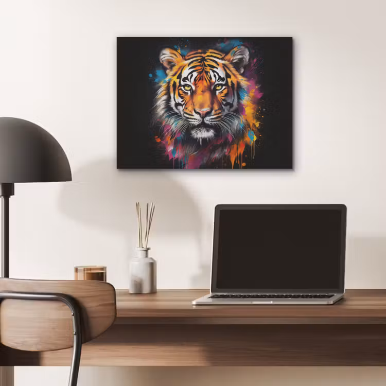 Tijger - Graffiti - Dieren - Zwart PET vilt klein -sfeer5